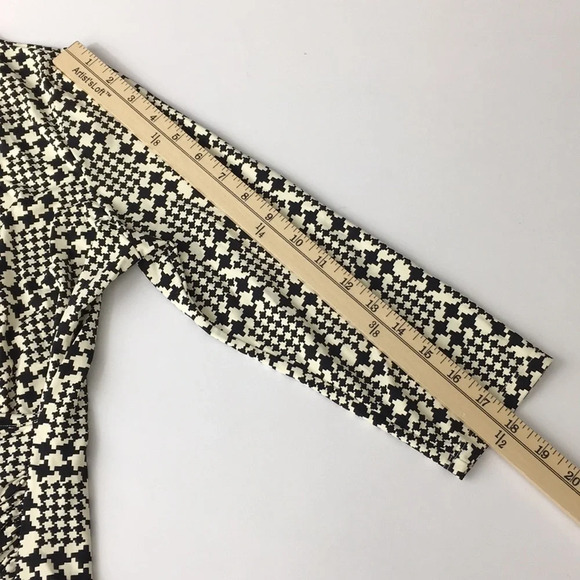 Talbots Black & White Printed Faux Wrap Blouse - Picture 8 of 9